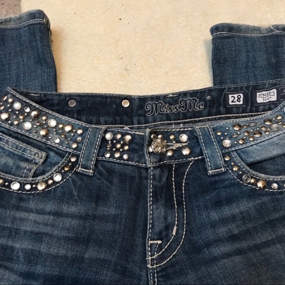 Miss Me Crystal Studs JP4288-5 Bootcut Jeans 28 - Picture 5 of 8